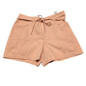 NEW‎ CJ Banks Womens Shorts Casual High Waist Tie Front Pockets Peach 16W